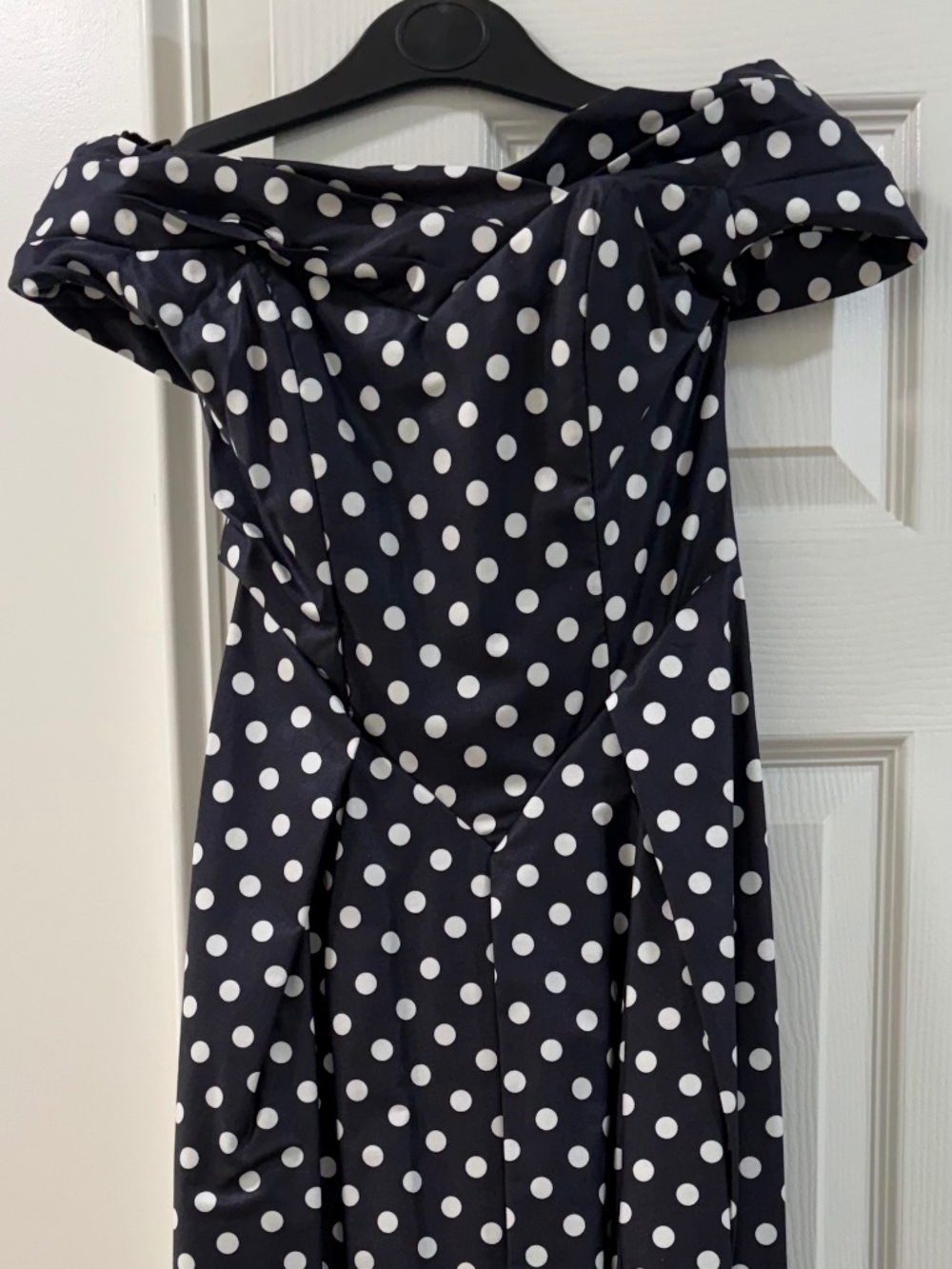 Vintage 1980s black/white polka dot Laura Ashley midi dress (size 6)